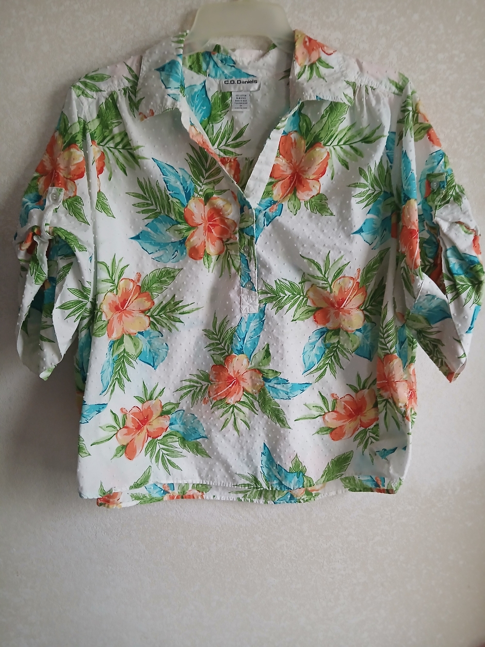 C.D. Daniels White Tropical Floral Button-Down Shirt